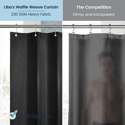 Black Waffle Weave Polyester Shower Curtain with Grommet Top, 72" x 72"