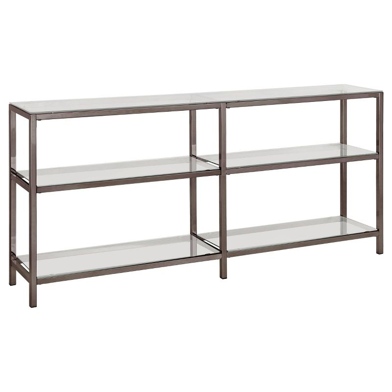 26.75&#34; Contemporary 3 Shelf Console Bookcase with Glass Shelves Black Nickel - Coaster, 1 of 6