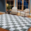 LOVEVOOK 5x7ft Checkered Area Rugs for Living Room, Bedroom, Soft Shaggy Grey and White Rugs Kids Room, Non-Slip Fuzzy Carpet Indoor - 2 of 4