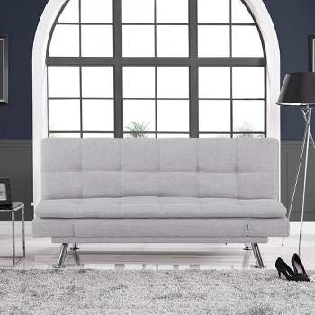 Noelle Convertible Futon Sleeper Sofa Light Gray - Serta