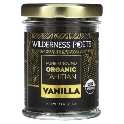 Wilderness Poets Pure Vanilla Powder - 100% Organic Ground Vanilla Beans - Tahitian Variety, Grade A | Potent, Super Aromatic, Perfect for Chefs,