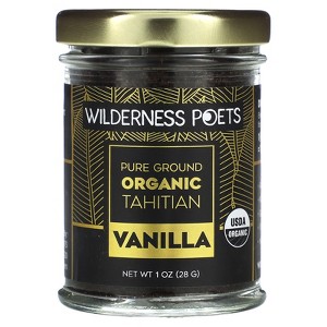 Wilderness Poets Pure Vanilla Powder - 100% Organic Ground Vanilla Beans - Tahitian Variety, Grade A | Potent, Super Aromatic, Perfect for Chefs, - 1 of 2