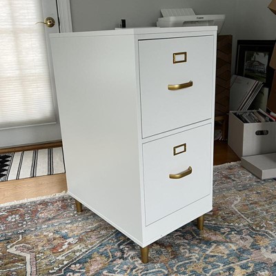 Two Drawer Filing Cabinet Antique White - Buylateral : Target