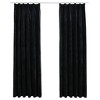 Aghana Digitals 2-Pack Black Velvet Blackout Curtains 55.1x88.6" with Metal Hooks - Privacy & Light - 2 of 4