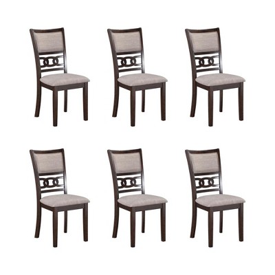 New Classic Furniture, Gia Gray Wood Dining Chair with Fabric Seat (Set of 6)