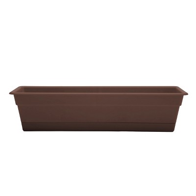 Bloem Dura Cotta Resin Rectangle Window Box Planter with Saucer Tray