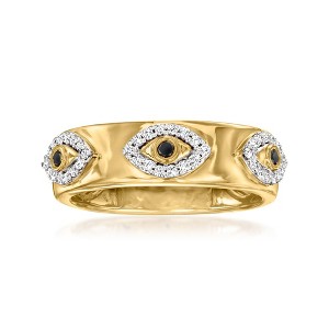 Ross-Simons 0.20 ct. t.w. White and Black Diamond Evil Eye Ring in 18kt Gold Over Sterling - 1 of 4