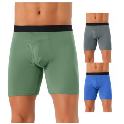 INSPIRE CHIC Men's 3 Pack Lightweight Soft Stretch Open-fly Basic Boxer Briefs