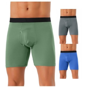 INSPIRE CHIC Men's 3 Pack Lightweight Soft Stretch Open-fly Basic Boxer Briefs - 1 of 4