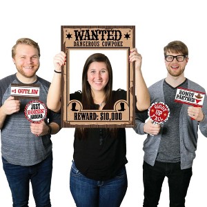 Big Dot of Happiness Western Hoedown - Wild West Cowboy Party Selfie Photo Booth Picture Frame and Props - Printed on Sturdy Material - 1 of 4