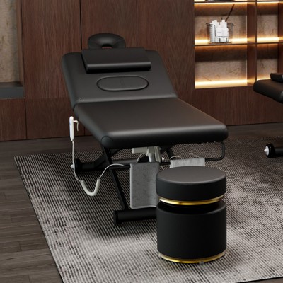 Dolonm Electric Massage Table w/Remote & 800LBS Capacity - Adjustable Height & Backrest, Wheels Included - Black
