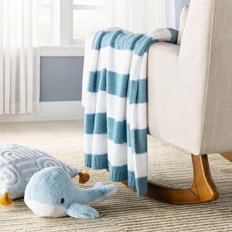 Chenille Stripe Baby Blanket - Blue and White Stripe - Cloud Island&#8482;, 3 of 6