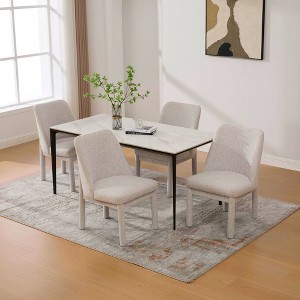 Dolonm Chenille Upholstered Dining Chair with Solid Wood Frame ,Geometric Backrest for Kitchen, Dining Room - 1 of 4