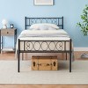 Homhougo Twin Size Metal Platform Bed Frame with Headboard and Footboard, Heart Shaped Bed Frame Black - 3 of 4