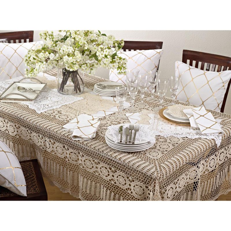 Saro Lifestyle Handmade Crochet Cotton Lace Table Linens, 2 of 4
