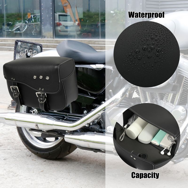 Unique Bargains Luggage Adjustable Buckles Motorcycle Side Tool Bags Black 1 Pair, 4 of 7