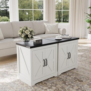 Rustic 24-Inch Charging End Table with USB, Type-c Ports & Outlets – Farmhouse Nightstand Featuring Adjustable Shelf for Bedroom, Living Room - 1 of 4