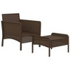 vidaXL Patio Lounge Set with Cushions, Brown Poly Rattan and Powder-Coated Steel, Includes 1 Chair and 1 Stool, Outdoor Garden Furniture - 4 of 4