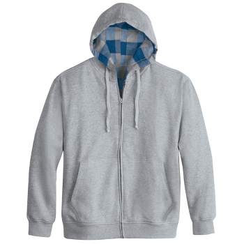 Collections Etc Men's Plaid Lined Knit Hoodie