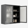 Retro Style Wall Mounted Cabinet Table-Top Storage Cabinet with Hazy Glass Doors and 2 Adjustable Shelves for Bathroom Kitchen Living Room - 2 of 4