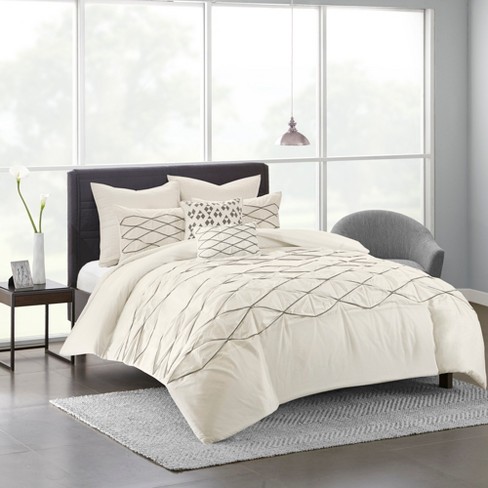 White Carlisle 100 Cotton Solid Pieced Duvet Cover Set King Ca