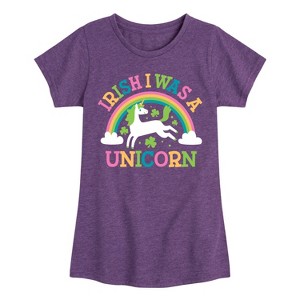 Girls' - Instant Message - St. Patrick's Day Irish I Was A Unicorn Fitted Short Sleeve Graphic T-Shirt - 1 of 4