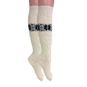 1 Pair Women’s Cotton Knee-High Knitted Lace Socks – Soft, Elegant & Breathable – Size 5-10 - 1 of 2