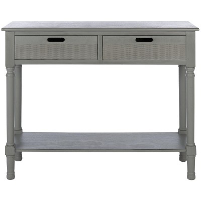 Distressed Gray Wood Console Table with Storage Drawers