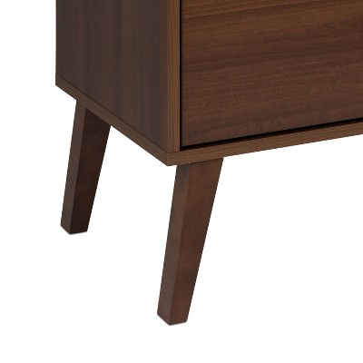 Mid-Century Modern Cherry 2-Drawer Wide Nightstand