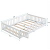CAVINAS Kids Toddler Bed with Door,Full/Twin/Queen Size Floor Bed with Fence,Montessori Bed for Bedroom Playroom,Brown/White/Gray - 3 of 4