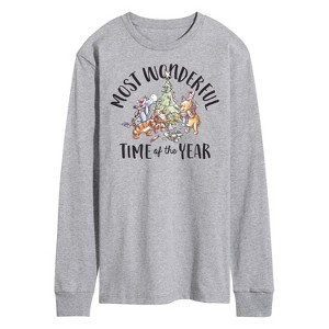 Men's - Winnie the Pooh - Christmas Most Wonderful Time of the Year Long Sleeve Graphic T-Shirt - 1 of 4