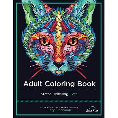 Adult Coloring Book: Stress Relieving Cats - (Paperback)