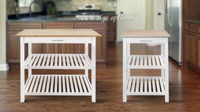 Casual Home White Kitchen Island with Solid Wood Top