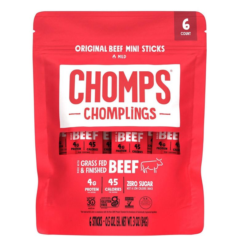 CHOMPLINGS Original Beef Sticks - 6Ct/0.5oz, 1 of 8