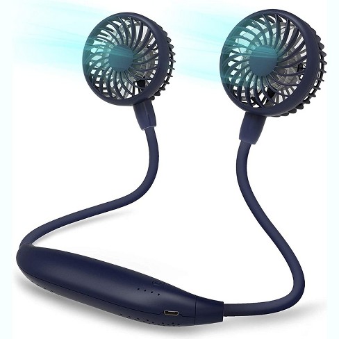 Ultimate Comfort on the Go! Navy Blue Rechargeable Portable Neck Fan –  Portable Fan Hub