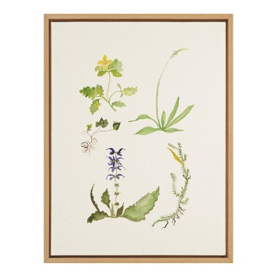 18" x 24" Sylvie Wild Flower Framed Canvas Natural - Kate & Laurel All Things Decor