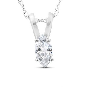 Pompeii3 1/4ct Marquise Solitaire 14K Diamond White Gold Pendant - 1 of 3