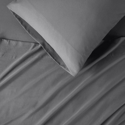 Charcoal Queen Solid Microfiber Sheet Set
