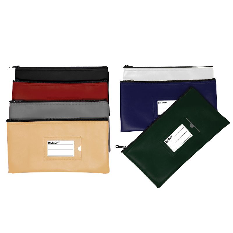 Nadex Coins™ Vinyl 7-Day Pack of Zippered Bank Deposit Cash and Coin Bags with Card Window, 3 of 6
