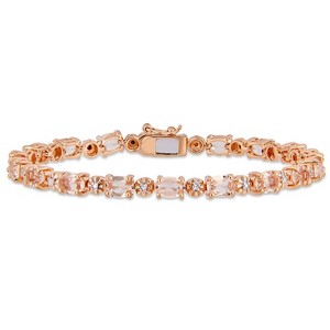 EVERLY JEWELRY | Rose Plated Sterling Silver 0.02 CT TW Diamond And 9 CT TGW Simulated Morganite Bracelet, 7.25-inch - 1 of 4