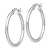 Black Bow Jewelry 2.5mm Polished Sterling Silver Round Hoop Earrings, 30mm (1 1/8 in) - 2 of 4