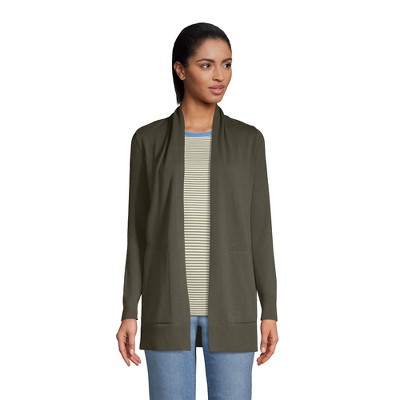 Lands' End Women's Tall Cotton Open Long Cardigan Sweater : Target