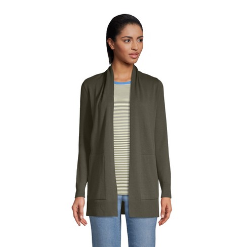 Lands' End Women's Petite Cotton Open Long Cardigan Sweater - X-small -  Forest Moss : Target