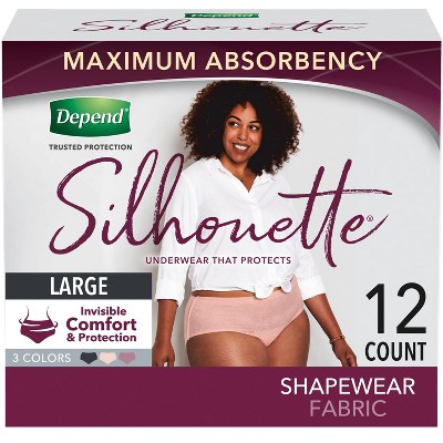 Depend Silhouette Incontinence & Postpartum Underwear for Women - Maximum Absorbency - L - Pink - 12ct