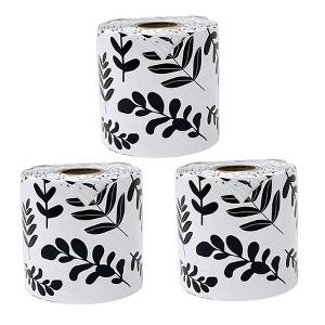 Carson Dellosa Education White with Black Leaves Rolled Scalloped Borders, 65 Feet Per Roll, Pack of 3 - 1 of 4