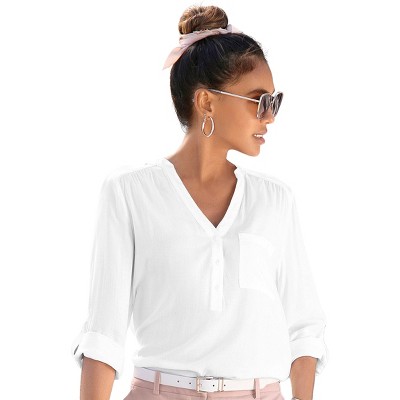 Women's Front Pocket Blouse Shirt - LASCANA