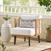 Nic Outdoor Wicker Club Chair with Cushion - Light Brown/White - Christopher Knight Home: UV & Water-Resistant Patio Accent Chair - 2 of 4