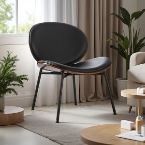 Mid-Century Modern Shell Chair with Tripod Wood & Metal Frame - 1 of 4