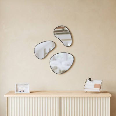 Set of 3 Organic-Shaped Metallic Frame Mirrors