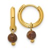 Chisel Stainless Steel Yellow IP-plated with Removeable Tiger's Eye Dangle Hinged Hoop Earrings - 2 of 4